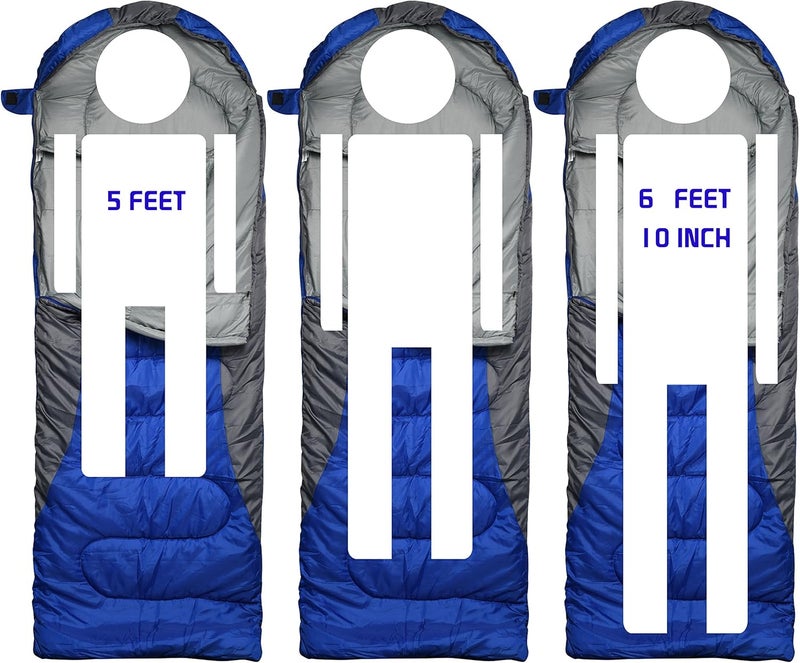 rioyalo 0 Degree Winter Sleeping Bags for Adults Camping (450GSM) - Temp Range (5F–32F) Portable Waterproof Compression Sack- Camping Sleeping Bags for Big and Tall in Env Hoodie: Backpacking Hiking 4 Season - Image 5